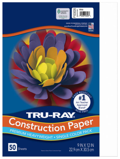 Construction Paper Fade-Resistant 9" x 12" White