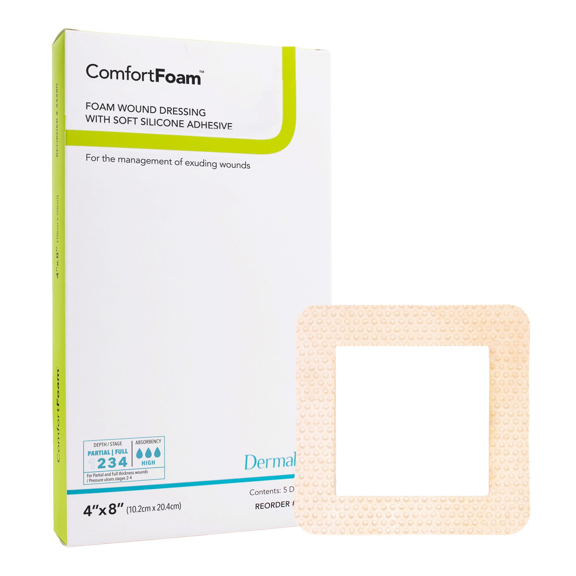 ComfortFoam Border Foam Wound Dressing with Silicone Adhesive, 10.2 x 20.4 cm MK 946494