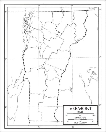 Vermont Map Laminated single (8+" x 11")