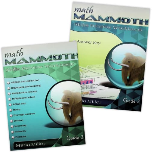 Math Mammoth Grade 3 Color Skills Review Workbook and Answer Key Package