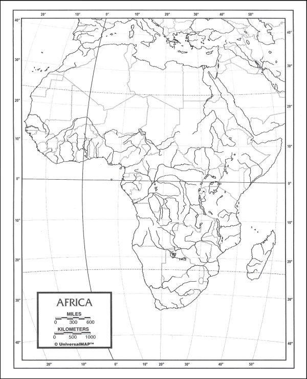 africa black and white map