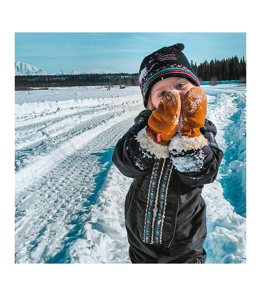 Kids' Lined Suede Deerskin Mitt, Golden, large image number 3