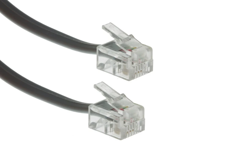 RJ11 Straight Modular Telephone Cable, Silver, 50ft, 6P/4C