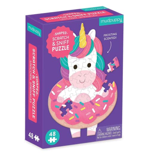 Mudpuppy Unicorn Sprinkles 48 Piece Scratch and Sniff Shaped Mini Puzzle