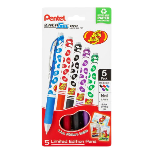 EnerGel Gel Pen, (0.7mm) Jelly BellyWraps - 5 pack Assorted