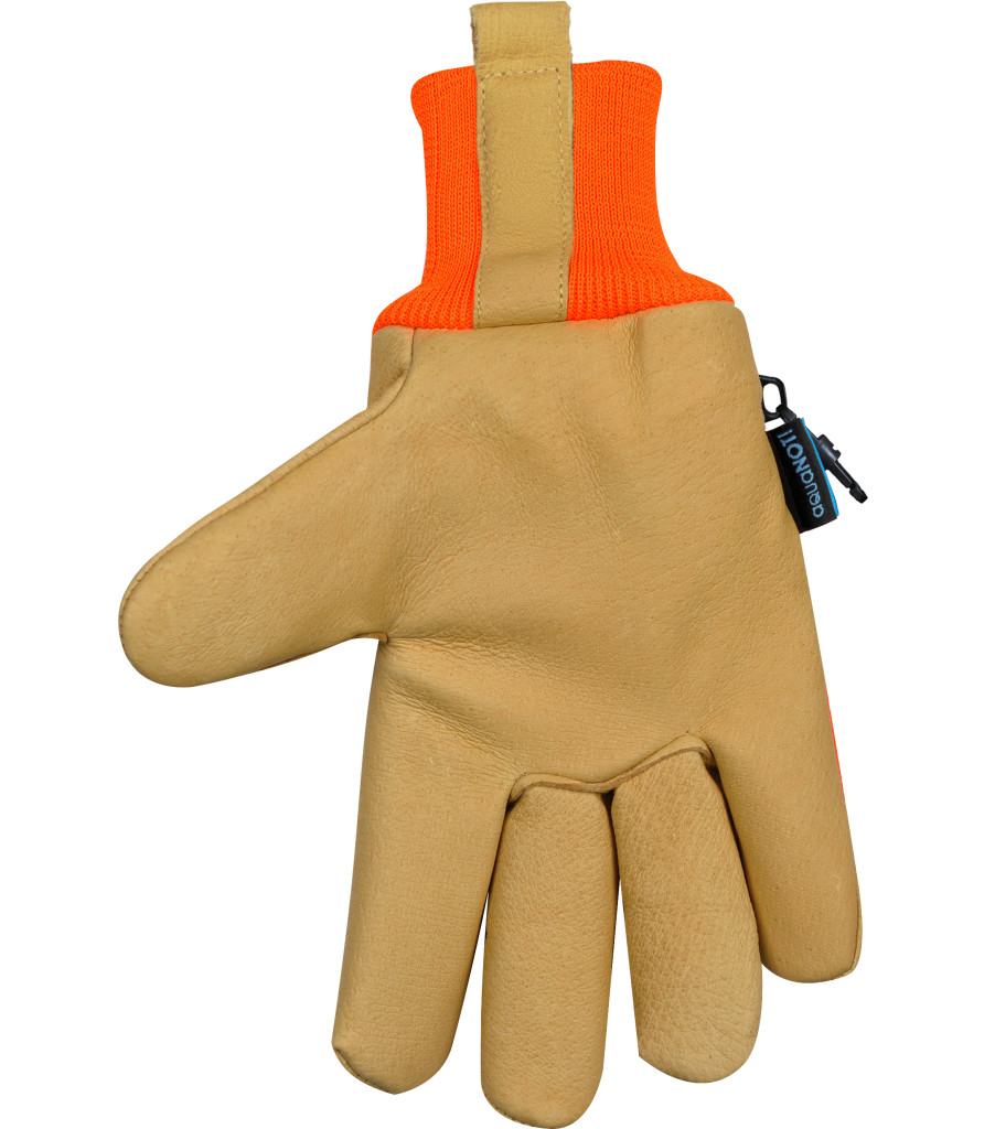 HydroFlector&trade; Lined Waterproof Hi-Vis Orange Grain Pigskin Palm with Knit Wrist, Orange, large image number 1
