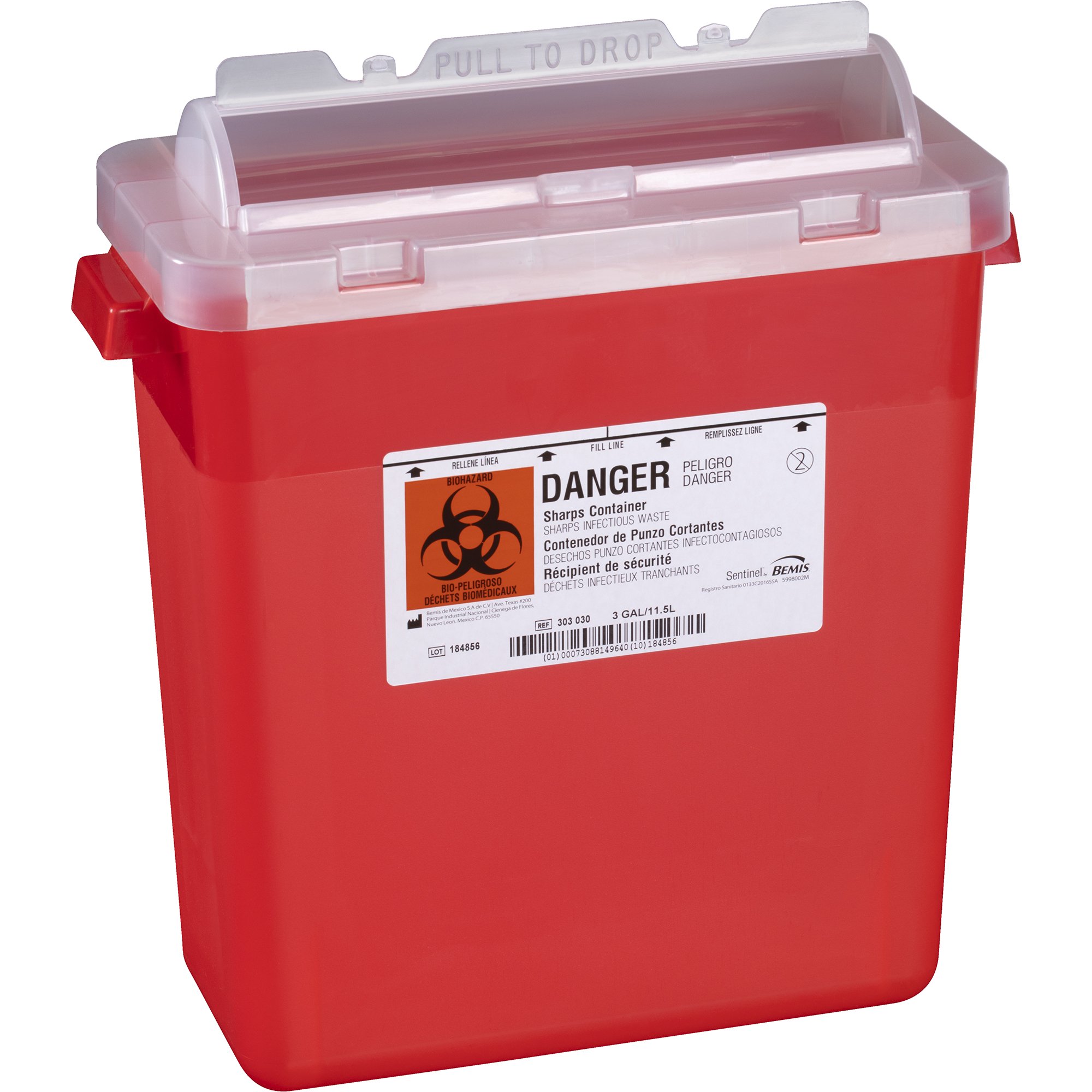 Bemis Sentinel Multi-purpose Sharps Container, 3 Gallon, 15 x 13.87 x 6.87 Inch MK 387581