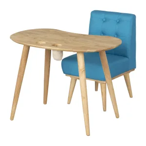 Mesa para niños de madera maciza con silla tapizada