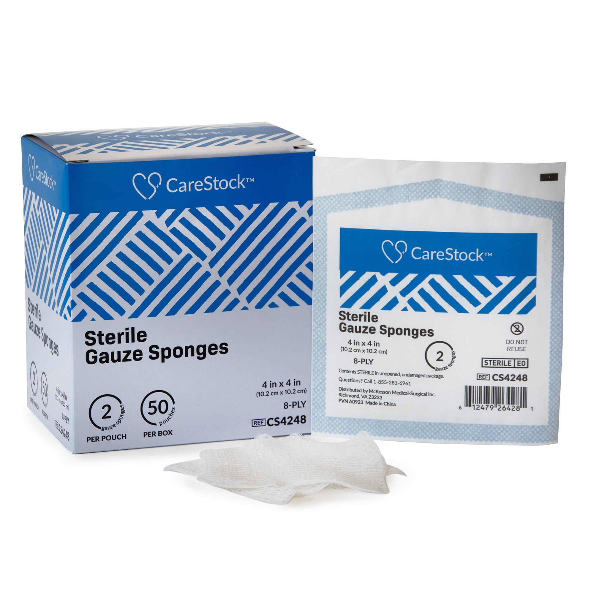 CareStock Sterile Gauze Sponge, 4 x 4 Inch, 8-Ply MK 1242204