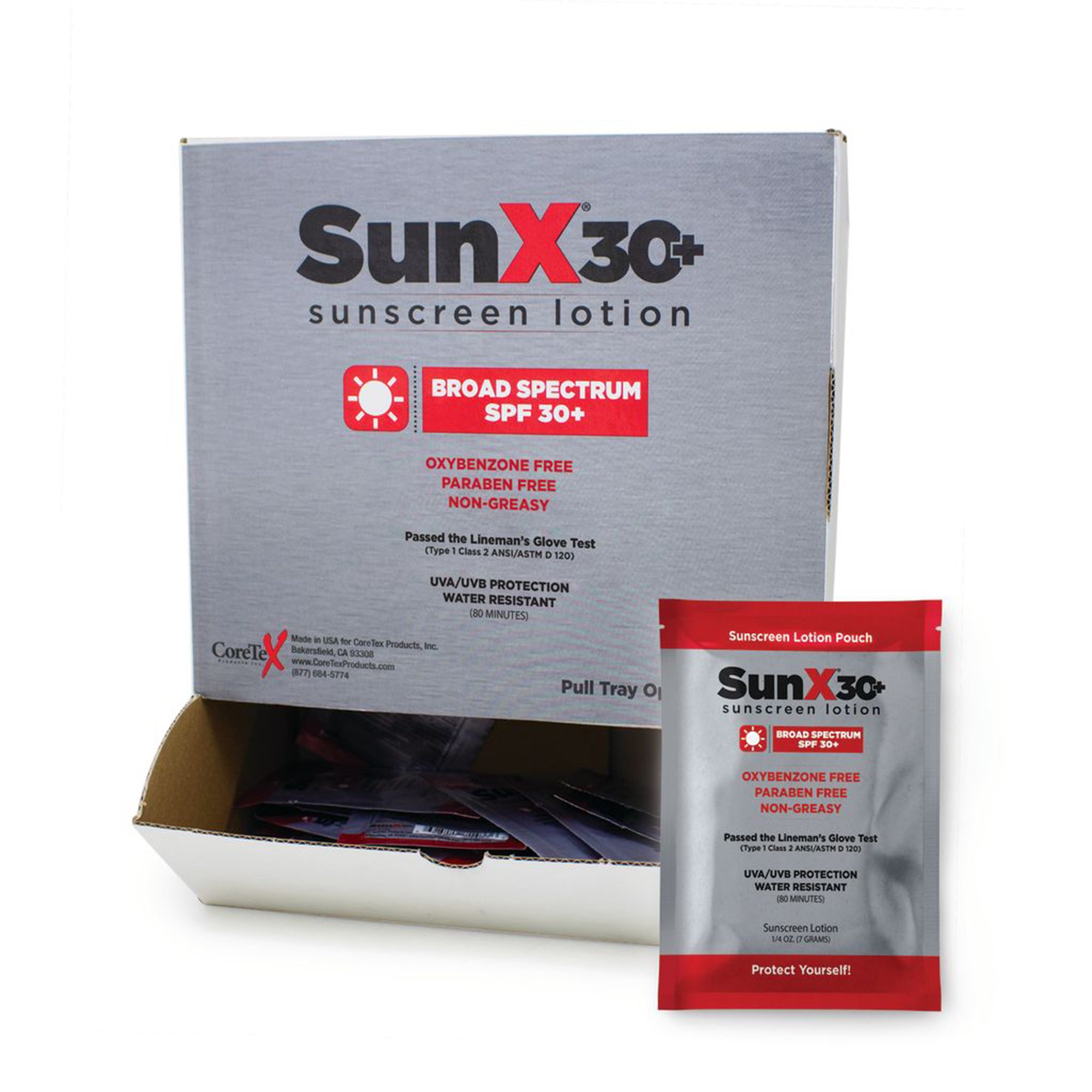 SunX SPF 30+ Sunscreen with Dispenser Box, Individual Packet MK 1113338