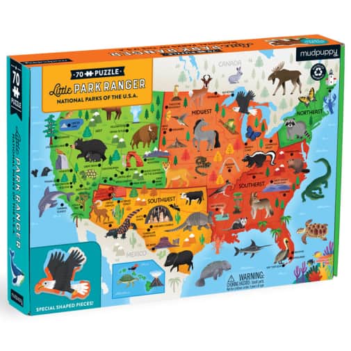 Mudpuppy Little Park Ranger: National Parks of the U.S.A. Geography Puzzle (70 pieces)