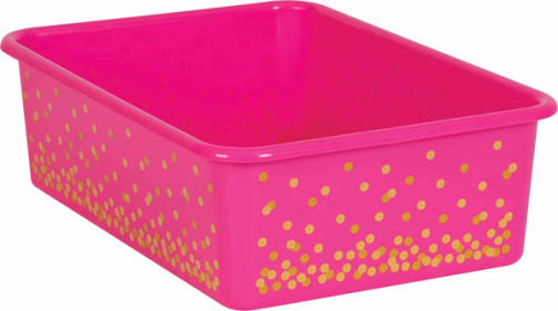 Pink Confetti Large Plastic Storage Bin