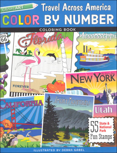 Color By Number Travel Across America Coloring Book