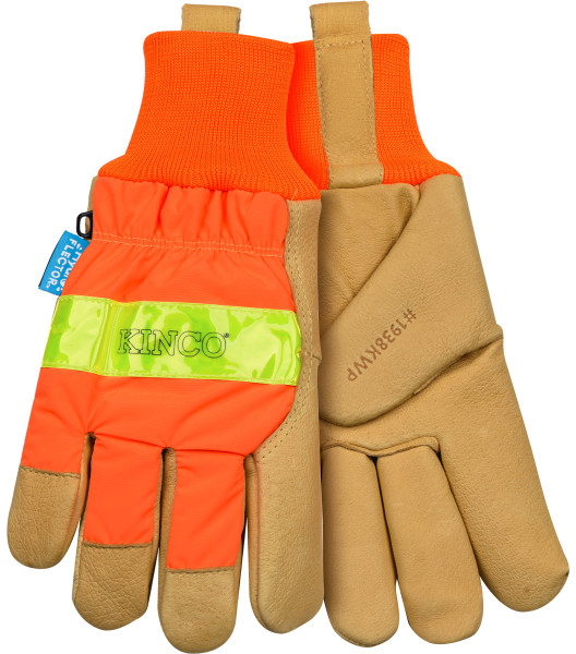 HydroFlector&trade; Lined Waterproof Hi-Vis Orange Grain Pigskin Palm with Knit Wrist