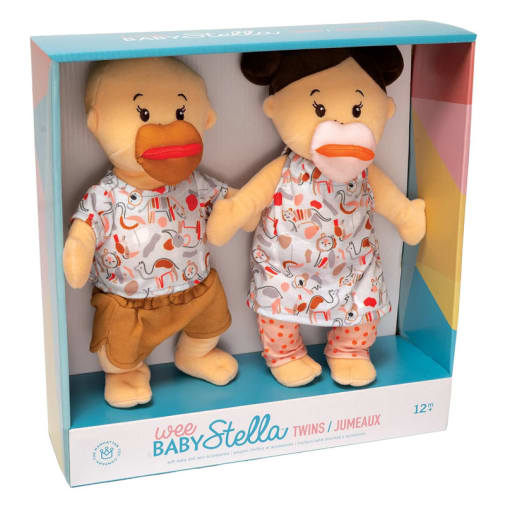 Wee Baby Stella Twins Peach Dolls with Brown Hair