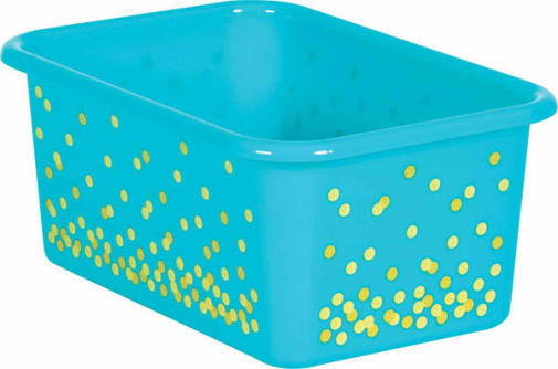 Teal Confetti Small Plastic Storage Bin