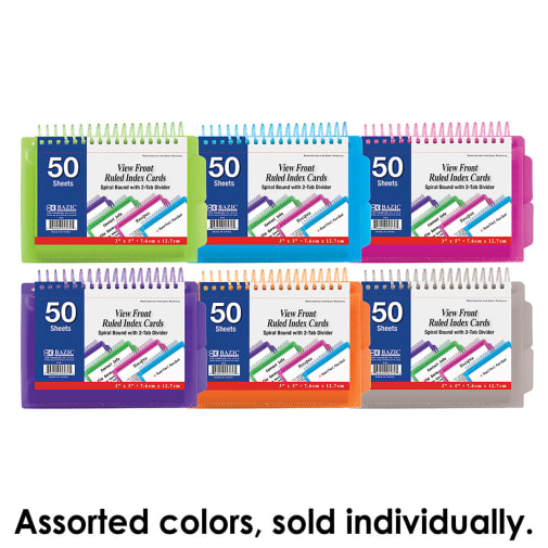 View Poly Spiral Bound 3" x 5" Ruled White Index Cards with 2-Tab Divider
