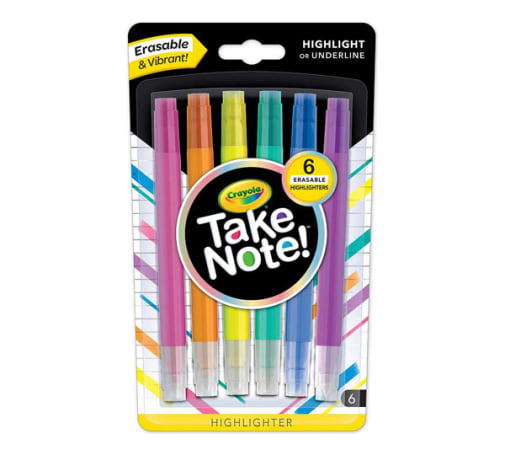 Crayola Take Note! Erasable Highlighters (6 count)