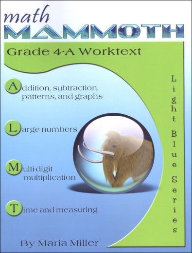 Math Mammoth Grade 4-A Worktext (2020 Edition, Black & White)