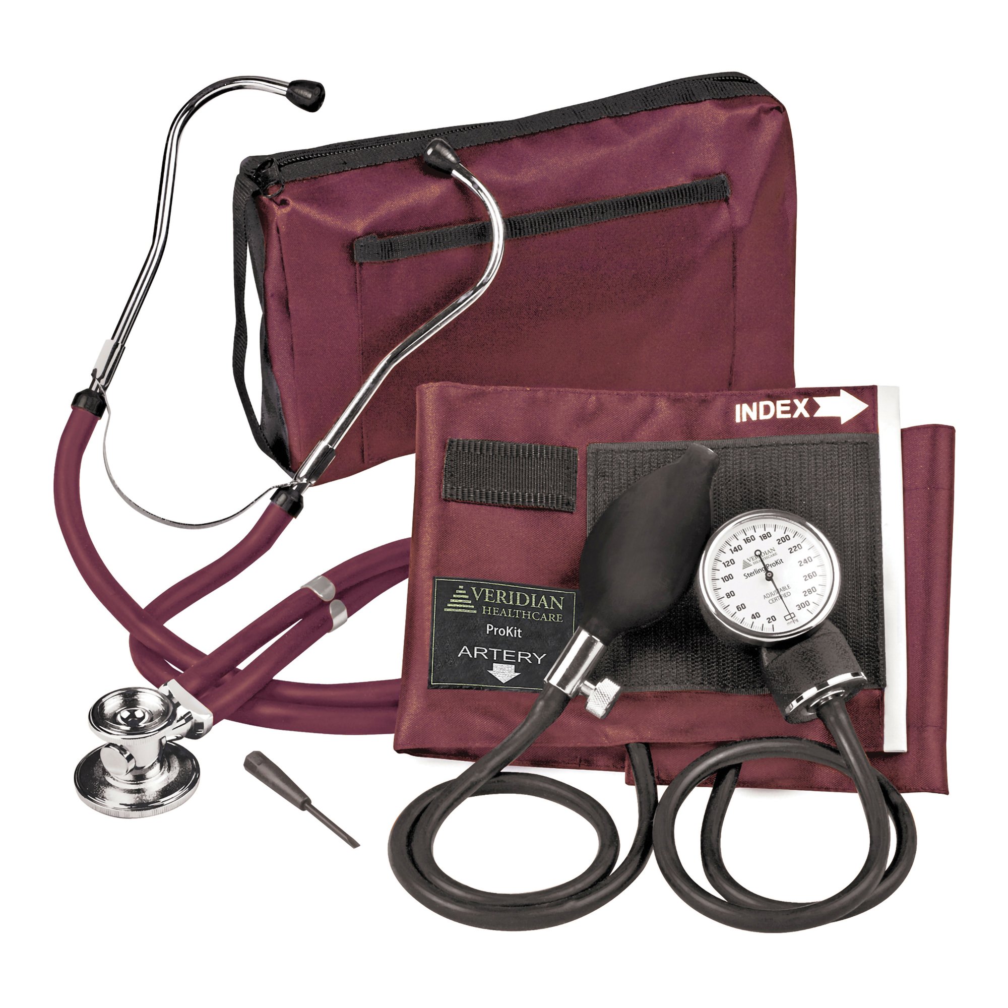 Sterling Series ProKit Aneroid Sphygmomanometer with Stethoscope, Burgundy MK 1226088