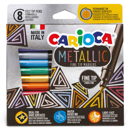 Carioca Metallic Fine Felt Tip Markers (set of 8)
