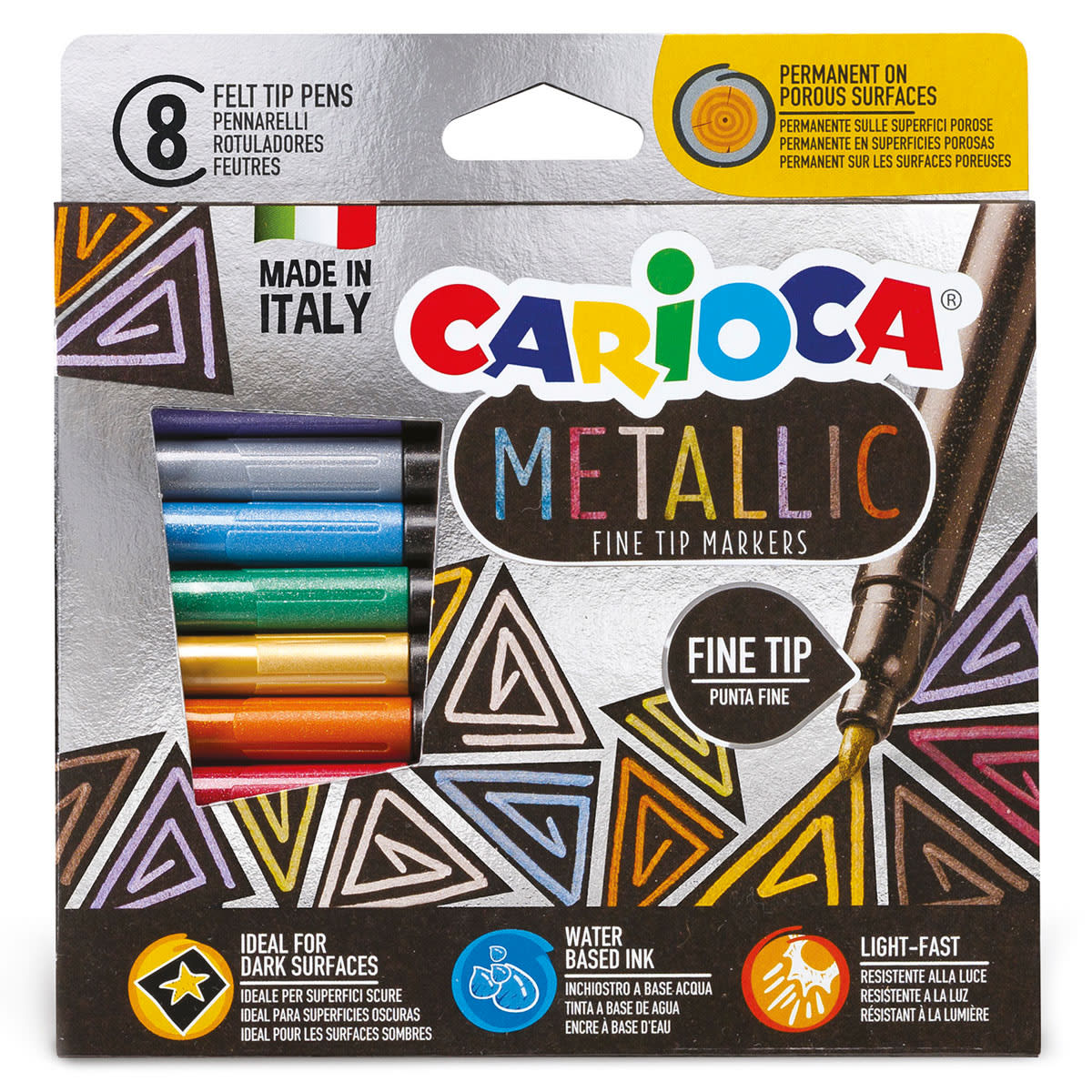 Carioca Metallic Fine Felt Tip Markers (set of 8)