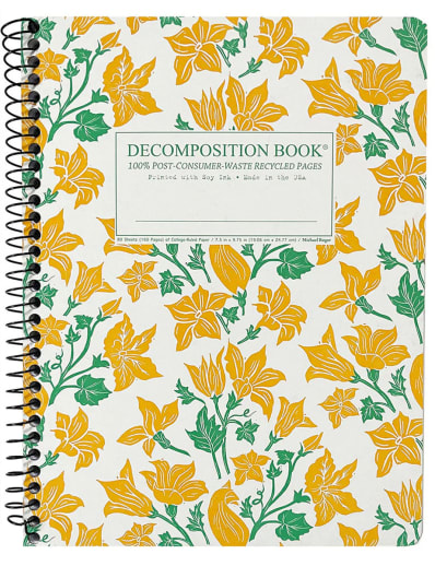 Squash Blossoms Decomposition College-Ruled Book (7.5x9.75)