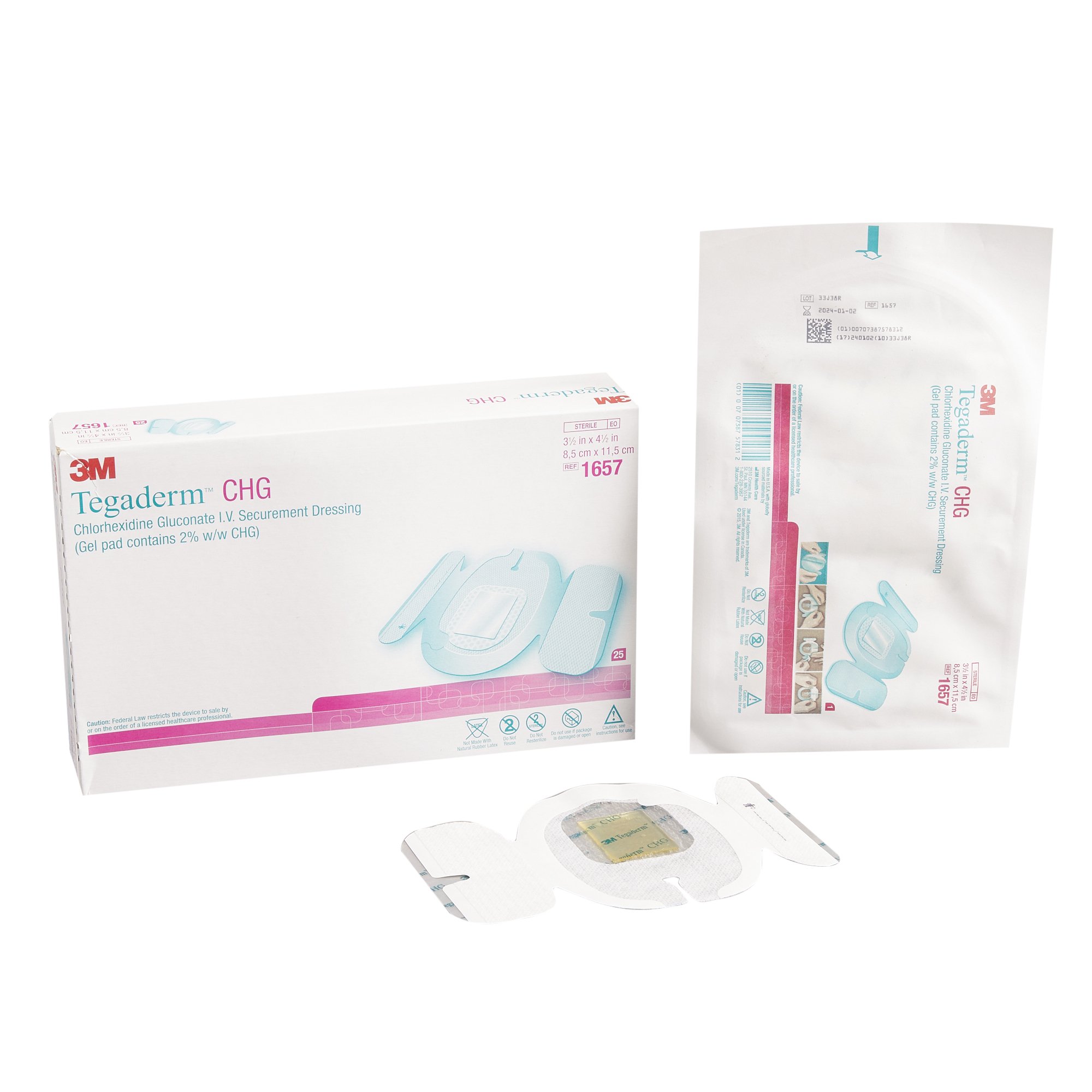 3M Tegaderm CHG I.V. Securement Dressing, 3 x 4 Inch MK 663782