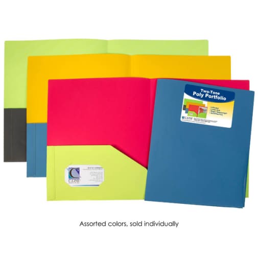 Two-Pocket Super Heavyweight Poly Portfolio, Two-Tone (Assorted Color)
