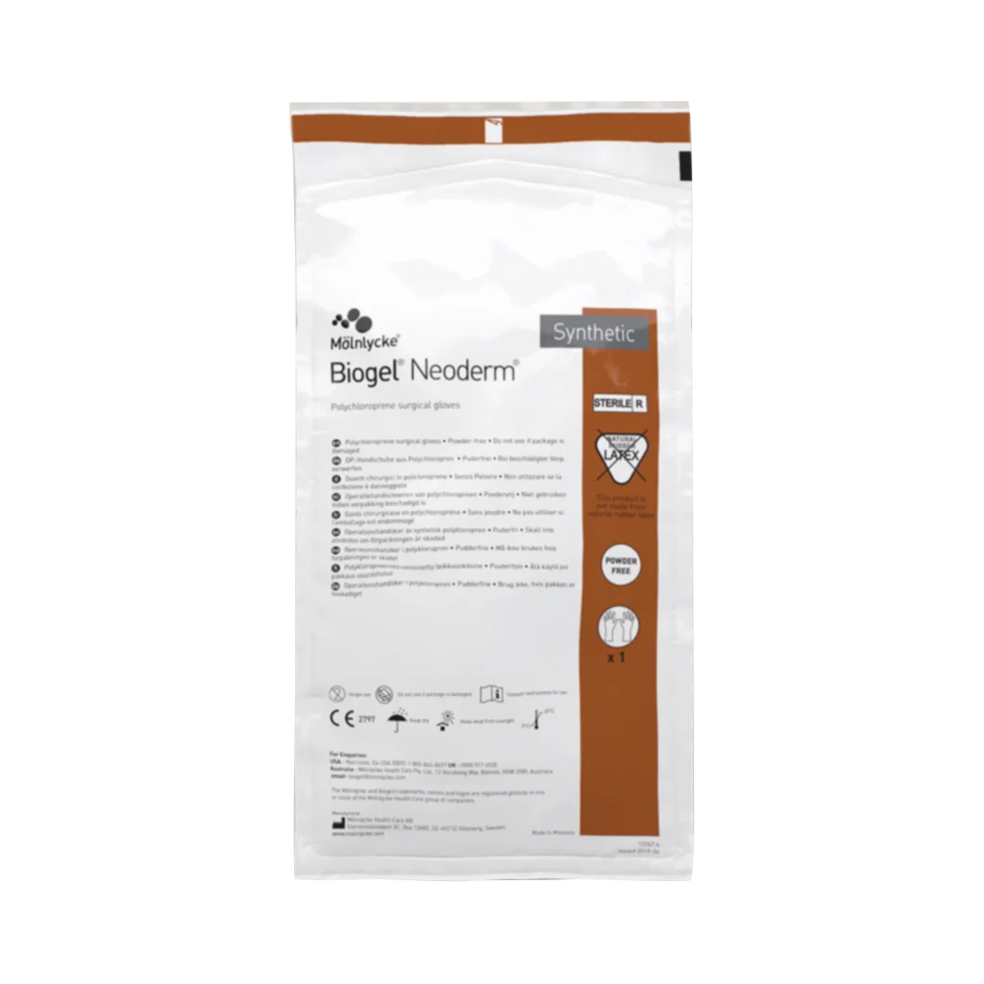 Biogel NeoDerm Polychloroprene Surgical Glove, Size 8, Light Brown MK 738663