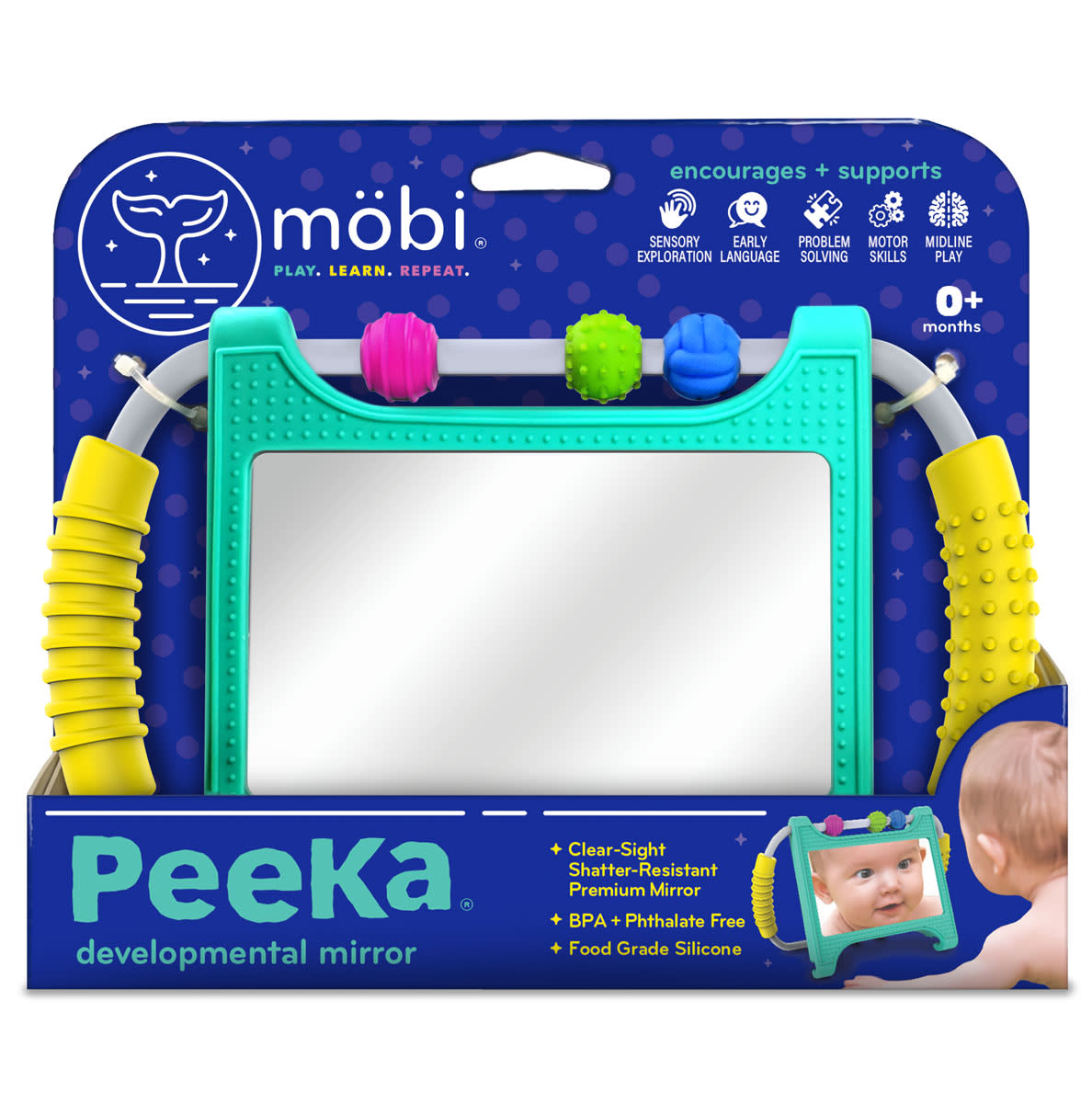 Mobi Peeka Baby Developmental Mirror with Textured Silicone Handles