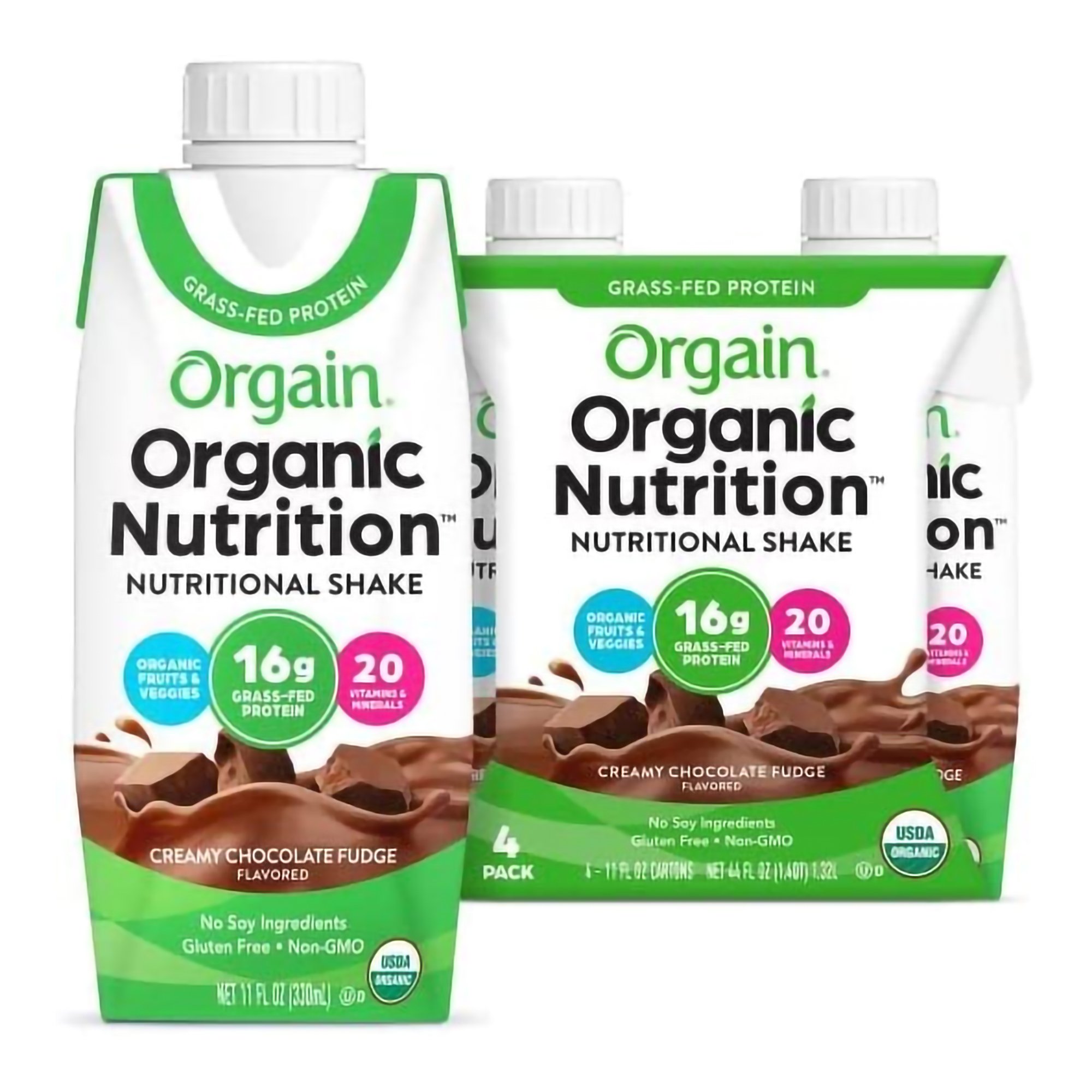 Orgain Organic Nutrition Chocolate Nutritional Shake, 11-ounce carton MK 1039287