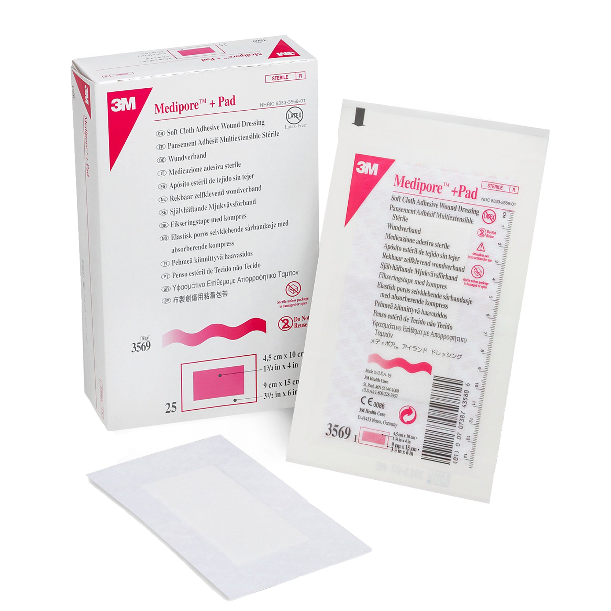 3M Medipore Adhesive Dressing, Soft Cloth, Sterile, White MK 324094