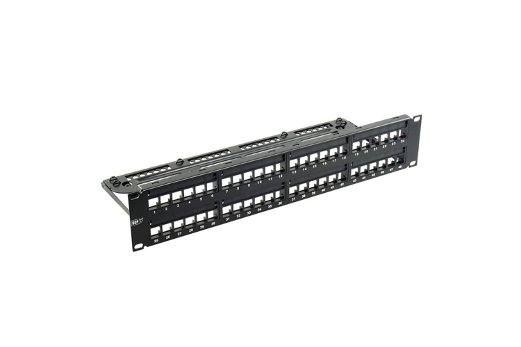 Keystone Feedthru Panel - Steel -Black(Unloaded) -48 Port 2U