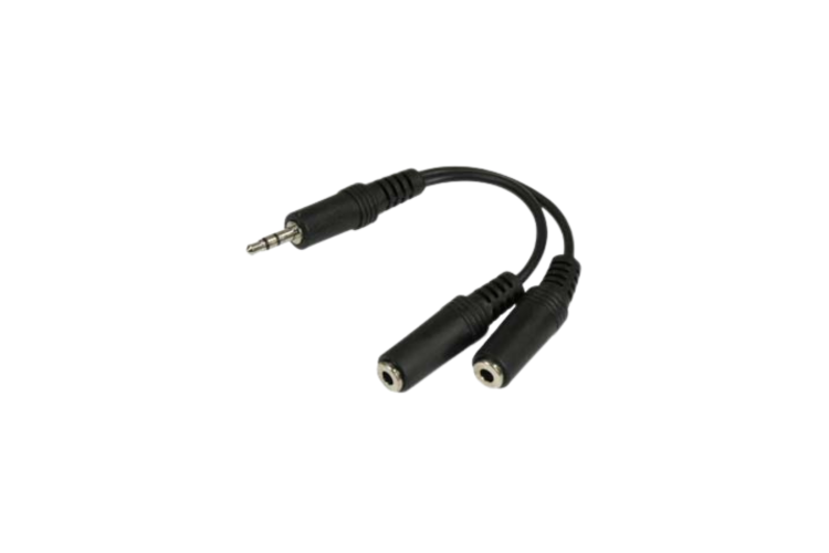 Audio Aux Cable Splitter with TRS 3.5mm Male to (2) Female, 4" Audio Aux Cable Splitter with TRS 3.5mm Male to (2) Female, 4"