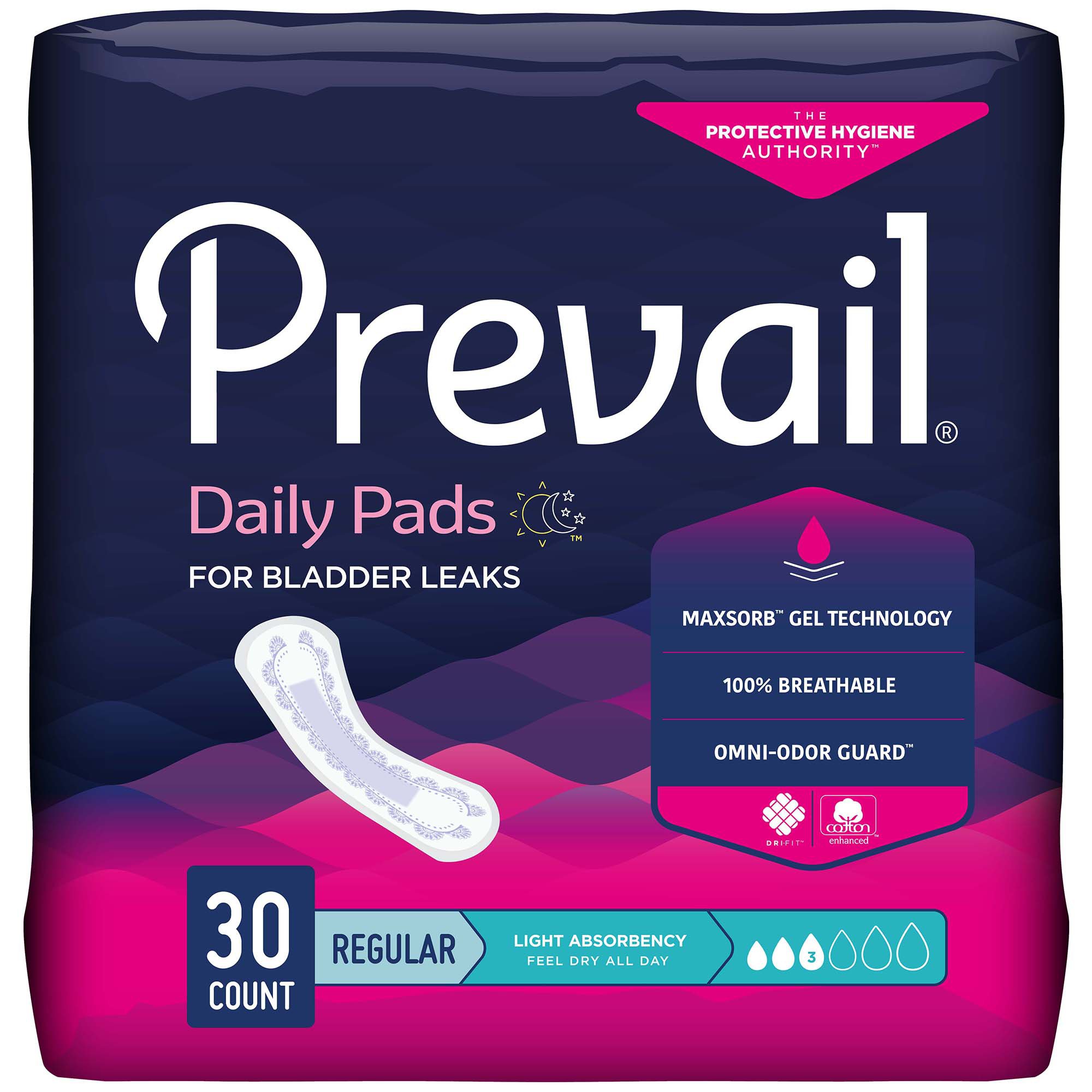Prevail Daily Pads Light Absorbency Bladder Control Pad, 9 Inch MK 1129072