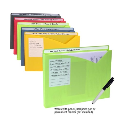 Write-On Poly File Jacket Letter Size 10-Pack Assorted Colors