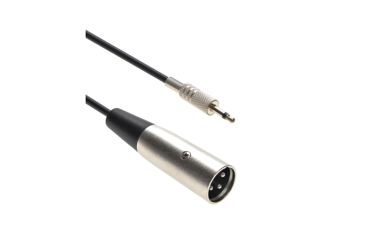Audio Cable XLR3 Male to 3.5mm Mono Male, Black, 25Ft