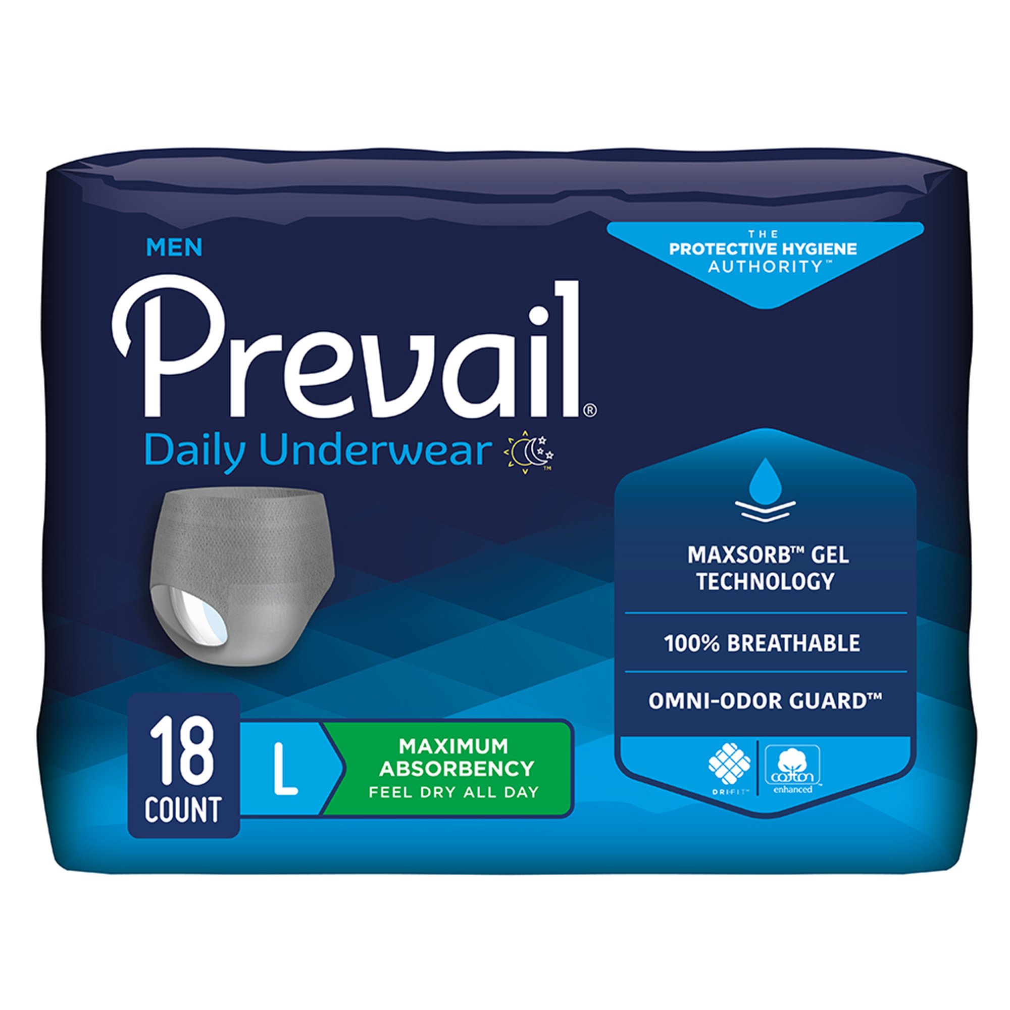Prevail Men's Daily Underwear Maximum Absorbent Underwear, Large / Extra Large MK 889080