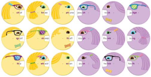 Word Wheels: Digraphs Colorful Cut-Outs
