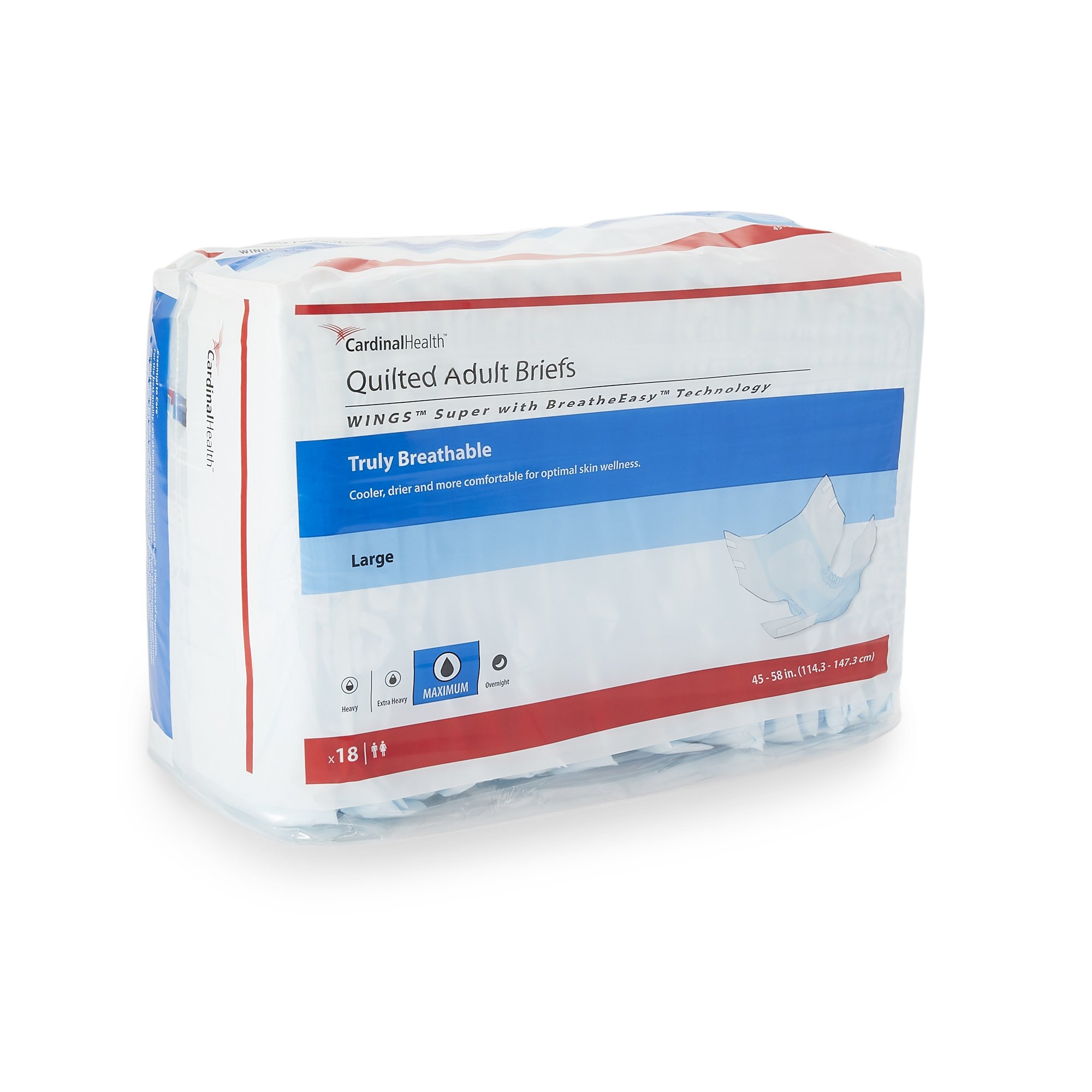 Wings Super Quilted Maximum Absorbency Incontinence Brief, Large MK 960584