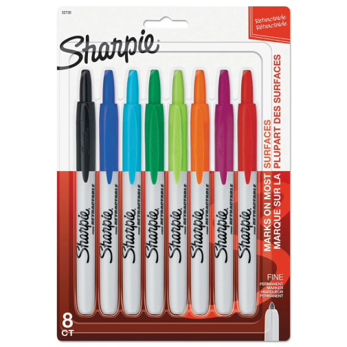 Fine Sharpie Retractable Set of 8 (Assorted Colors)