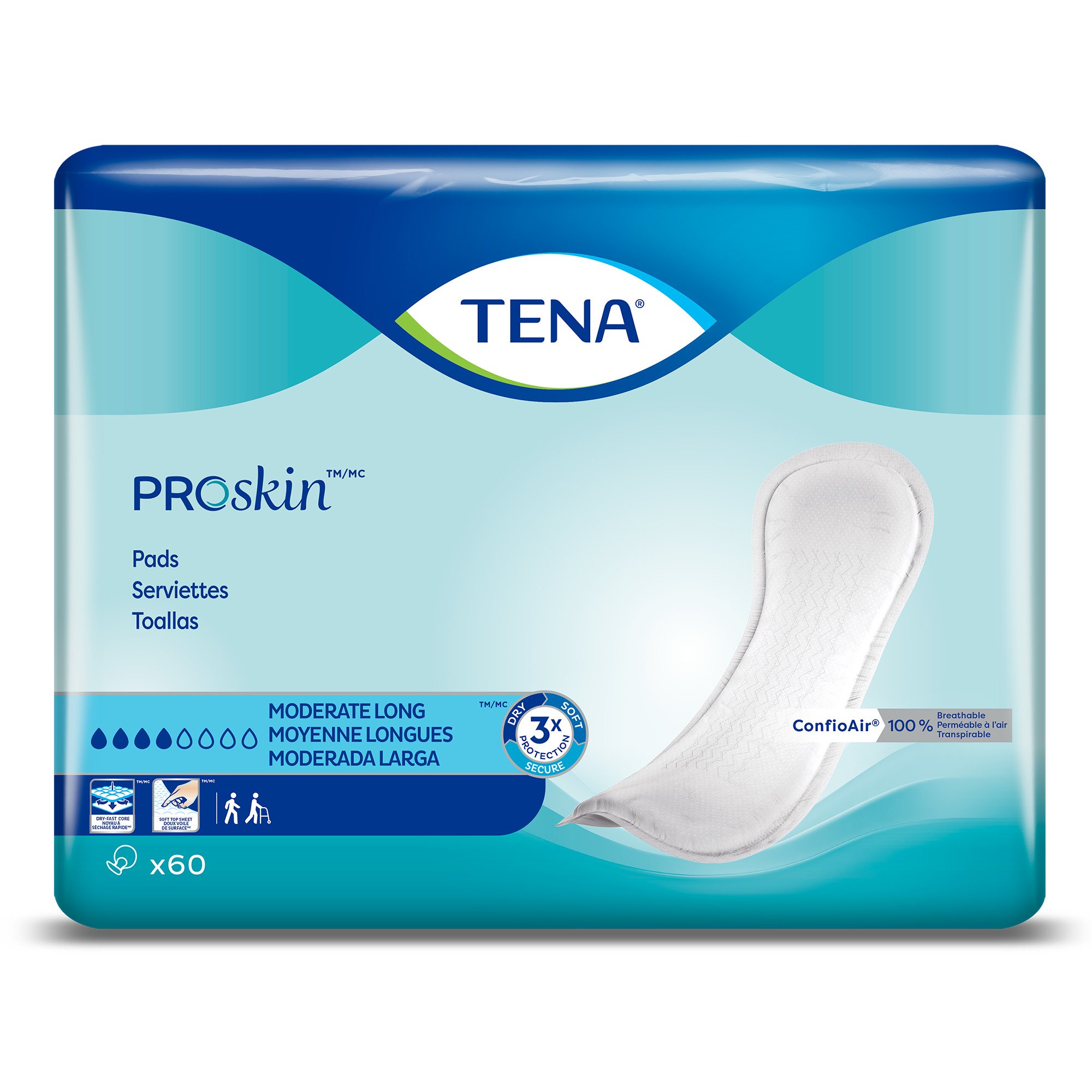 TENA Bladder Control Pads, Moderate Absorbency, Long, 12 Inch, Unisex, White MK 766686