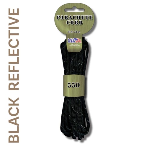 Black Reflective 550 Paracord Cord (16 feet)