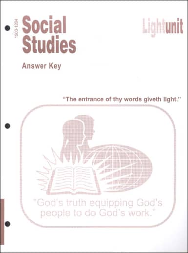Christian Light Social Studies 1203-1204 LightUnit Answer Key