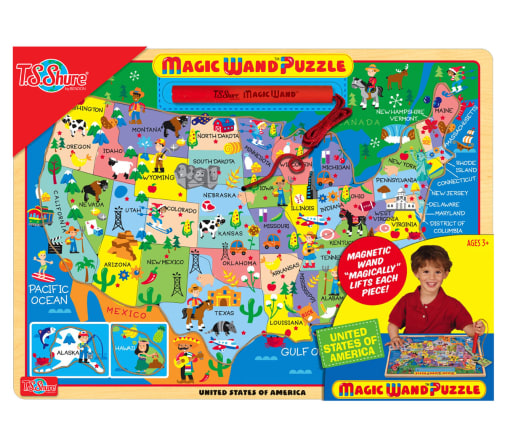 Magic Wand Wooden Magnetic Puzzle - United States Map