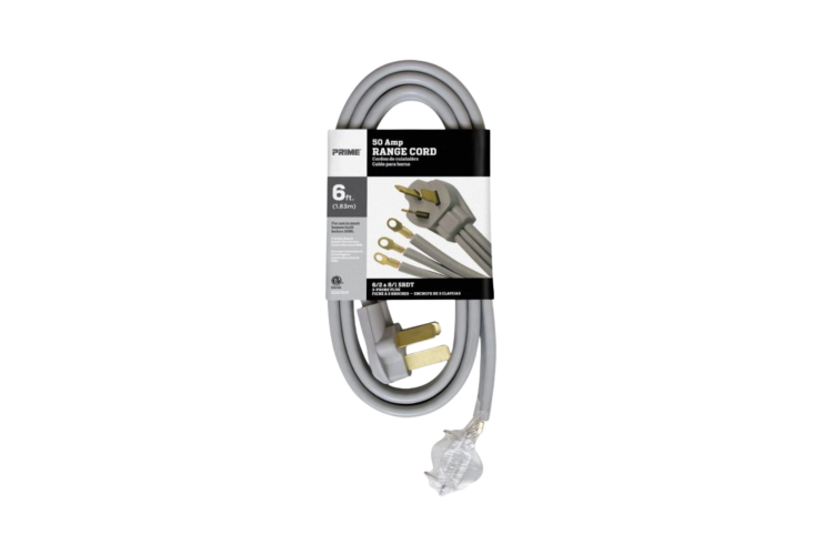6Ft 50 Amp 3-Wire Range Power Cord, 6/2 &amp; 8/1 SRDT Wire with Ring Terminals – ETL Listed, Gray