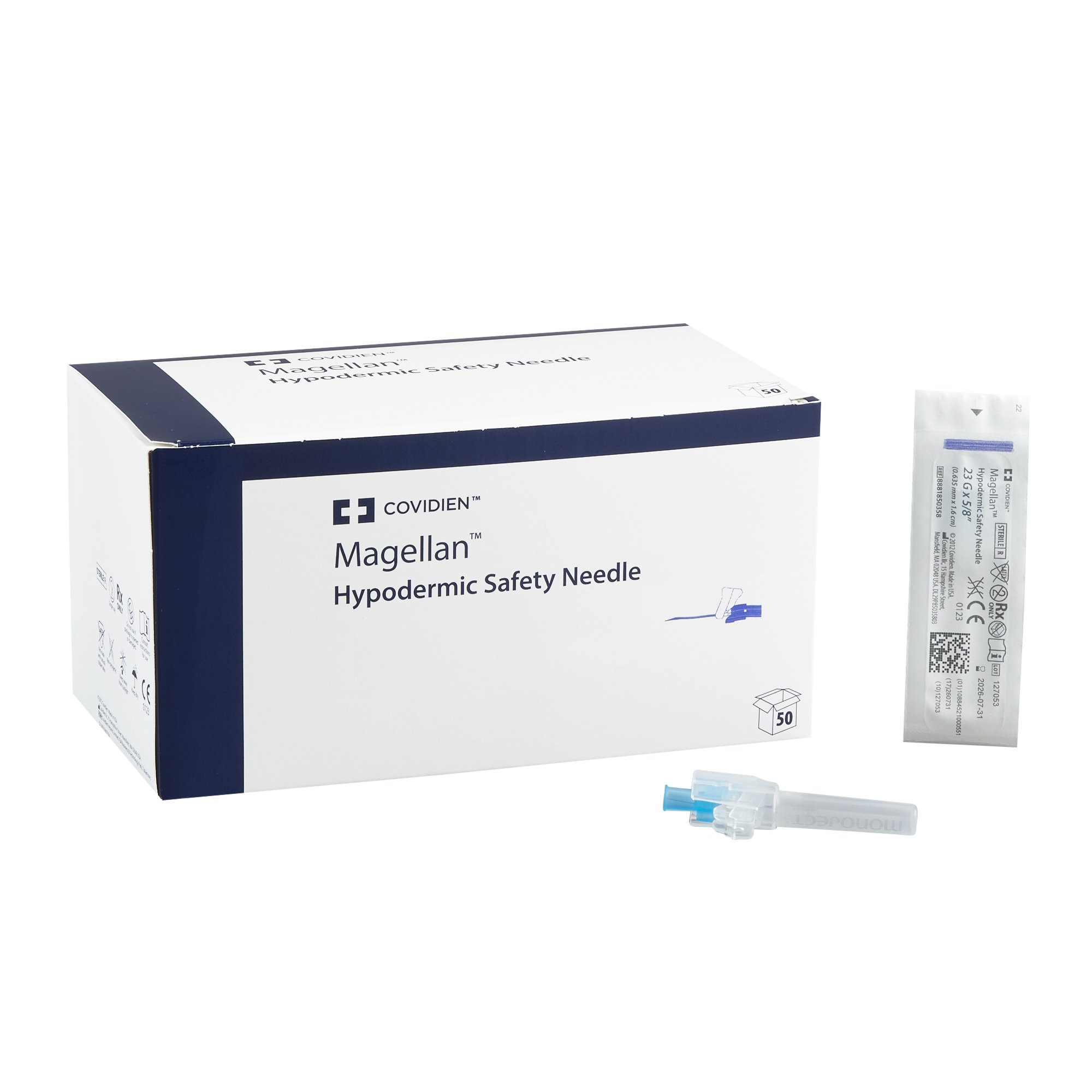 Monoject Magellan Safety Hypodermic Needle, 23 Gauge, 5/8 Inch Length MK 461330