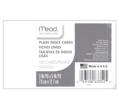 Index Cards 3 x 5 - Plain White (set of 100)