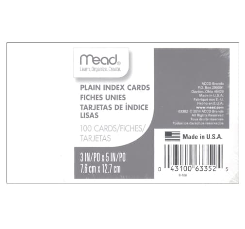 Index Cards 3 x 5 - Plain White (set of 100)